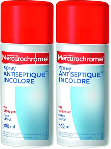 Spray antiseptique incolore Mercurochrome - 100 ml (Lot de 2)