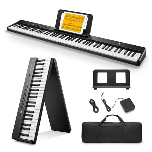 Donner DP-10 Teclado de Piano Portátil 88 Teclas para Principiantes, Teclado de Piano Plegable Bluetooth con Acorde, Grabación, Kit de Batería, Paquete de Piano Digital Plegable con Pedal, Bolsa