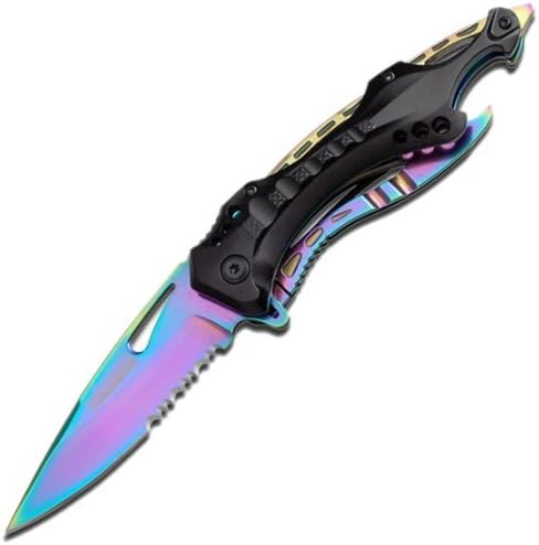 Snake Eye Tactical Spring Assisted Rainbow Blade Tactical Rescue Pocket Hunting Knife