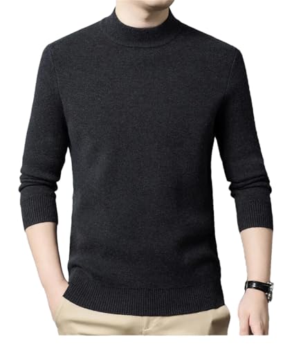 Dcvmvmn Men's Winter Half High Collar Sweater Thickened Fleece Knit Pullover Black