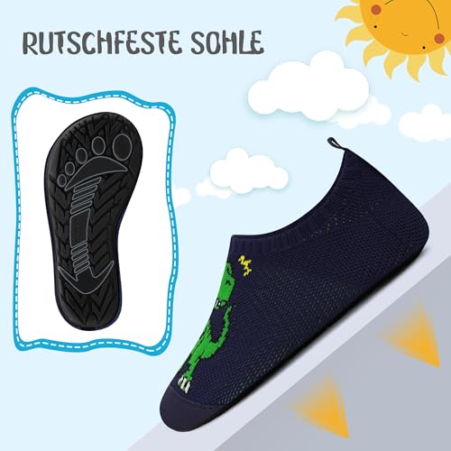 Kyopp Hausschuhe Kinder Junge Mädchen Pantoffeln Rutschfest Barfussschuhe Kindergarten Slippers für Atmungsaktive Weich Lauflernschuhe Kleinkinder Schuhe(Dinosaurier-2233 28/29EU)