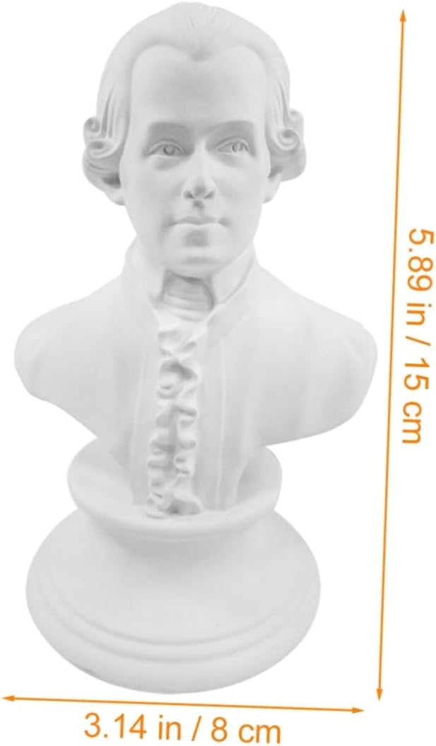 Classic Figurine Bust Statue Resin Plaster Sculpture for Home Decor Musician Portrait for Desk Hallway Study Elegant Decorative