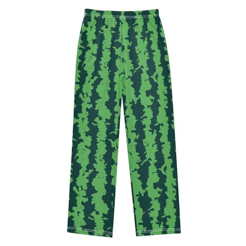 Boys' Pants Green Stripe Watermelon Texture Long Bottoms Jogger Pants Elastic Waist Trousers with Pockets S-XL