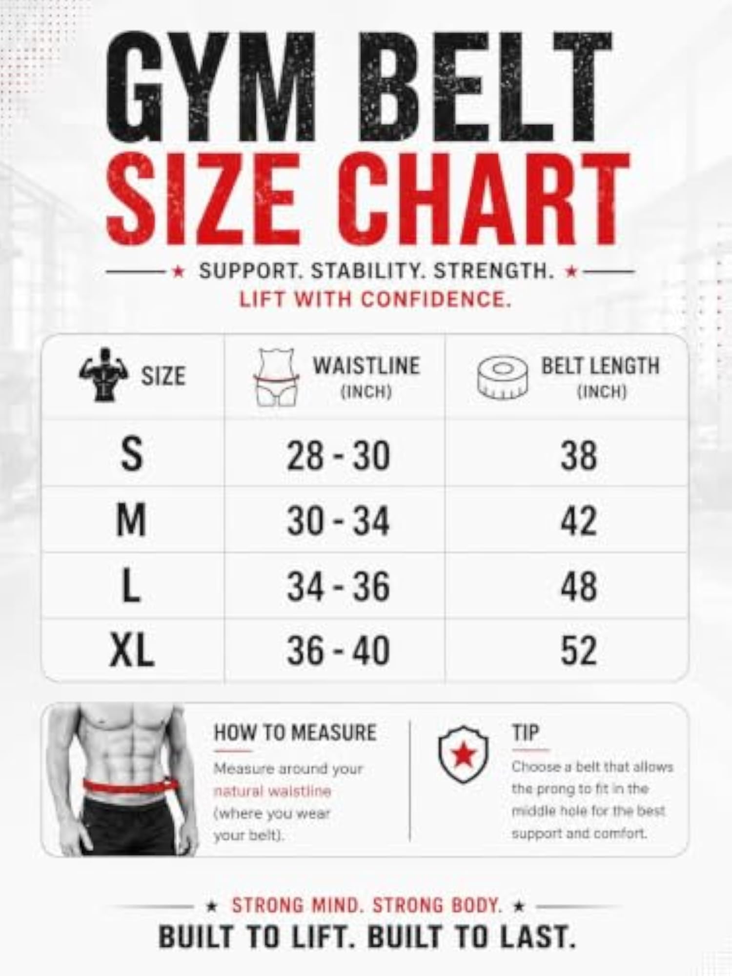 Power Gym Belt for Deadlift Workout, Leather Back Support