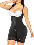 YIANNA Shapewear damska z efektem wyszczuplającym brzuch, mocno formująca, wysoka kompresja, body shaper, bodysui, gorset do ciała, Fajas Colombianas, 1- Czarny, XL