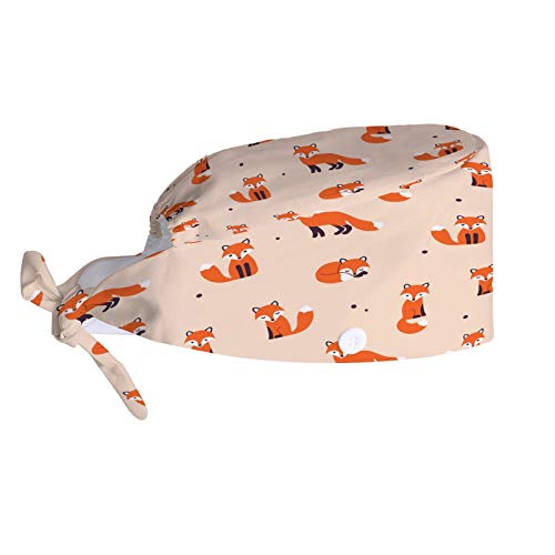 Generic Adjustable Working Cap With Button Sweatband, Cute Cartoon Foxes, Head Skull Hats Cap, Work Hat For Women Men, One Size #TOP15