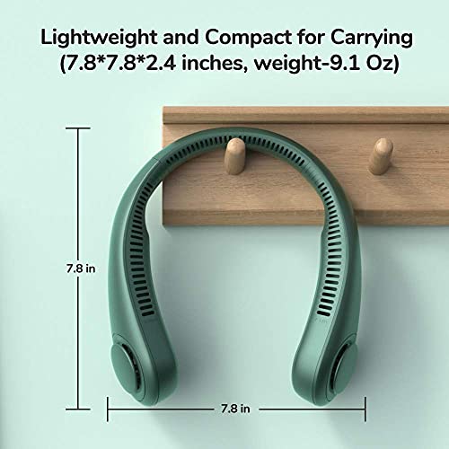 JISULIFE Portable Neck Fan, Hands Free Bladeless Hanging Sport Fan, 4000 mAn Battery Operated Wearable Personal Fan, Leafless, Rechargeable, Headphone Design, USB Powered Desk Fan, 3 Speeds, for Outdoor Indoor - Dark Green JISULIFE Portable Neck Fan, Hands Free Bladeless Hanging Sport Fan, 4000 mAn Battery Operated Wearable Personal Fan, Leafless, Rechargeable, Headphone Design, USB Powered Desk Fan, 3 Speeds, for Outdoor Indoor - Dark Green