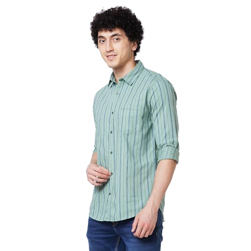 Image of Spykar Men's Regular Fit N /A Full Sleeve Striped Casual Shirts