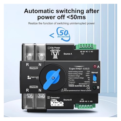 Sélecteur automatique double alimentation 100A transfert d'énergie continu