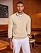 COOFANDY Mens Quarter Zip Pullover Fall Knit Sweater Slim Fit Dress Sweater for Business Casual Fall Clothes Beige