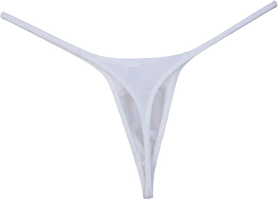 Mens Mini Bikini Contour Pouch G-string Thong Underwear Thin Ice Silk T-back Micro Underpants Tiny Waist Sheer Tangas