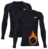 TELALEO Youth Boys' Girls' Thermal Compression Shirt Long Sleeve Fleece Lined Base Layer Athletic Football Undershirt 2 Pack Black XS