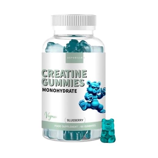 Gominolas de Creatina Monohidrato - 2000 Mg de Creatina Monohidratada por cada Dosis - Creatina Vegana Sin Gluten - Creatine Gummies - 60 Unidades Sabor Arándanos
