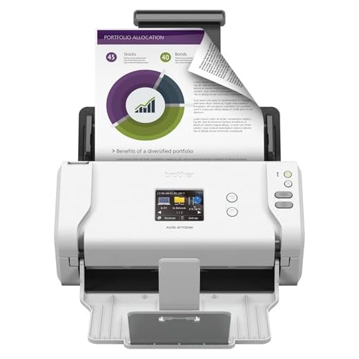 Brother Wireless High-Speed Desktop Document Scanner, ADS-2700W, Touchscreen LCD, Duplex Scanning