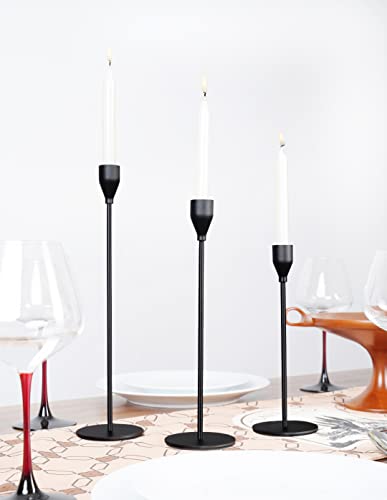Matte Black Candle Holders For Taper Candles Set Of 3，Metal Decorative Candlestick Holders For Table Mantel Centerpiece For Wedding, Dinning, Party, Anniversary，Fits 3/4 Inch Thick Candle #TOP1
