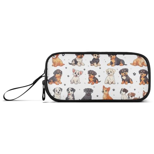 Waassud Estuche para lápices con diseño de perros de dibujos animados, gran capacidad, estuche para lápices, estuche estético con cremallera para organizador de oficina, Multicolor, Estuche para