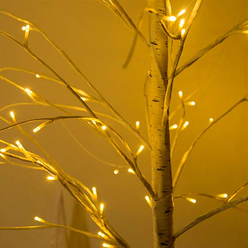 6Feet Birch Tree with Lights - 8 Modes Dimmable Fairy Lights with Remote 160 Leds Warm White Wedding Festival Party Christmas Decorations for Home, Plug and Base Included