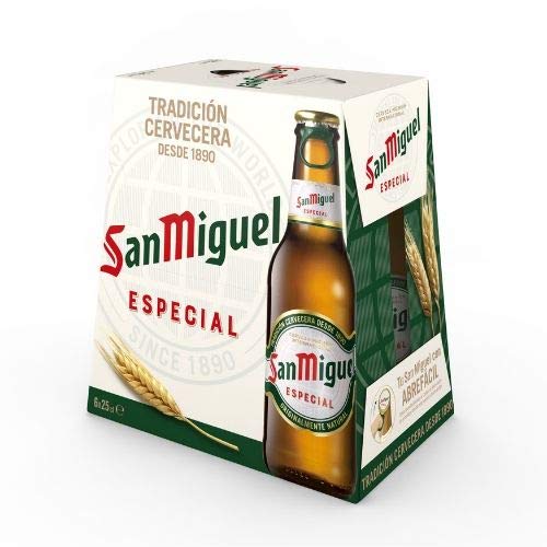 San Miguel - Especial Cerveza Dorada Lager, 5.4% Volumen de Alcohol - Pack de 6 x 25 cl