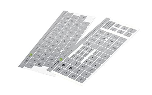 Lacerto® | 15x15mm - Deutsches Aufkleberset für PC & Laptop Tastaturen inkl. Zusatztasten & Ziffernblock | Farbe: Silber