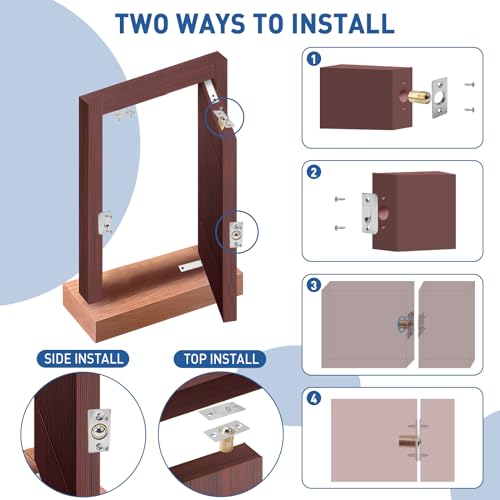 TamBee Hidden Door Hinge Pivot Door Hinge Hardware Heavy Duty Secret Door Hinges Hidden Bookcase Hinges Stainless Steel Invisible Hinge Hardware with Door Ball Catch - Image 4
