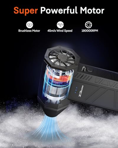 Compressed Air Duster, 180000RPM Electric Air Duster, Rechargeable Cordless Air Blower with 3-Gear Turbo Fan, Canned Air Alternative for Keyboard, PC, Computer, Car, Home & Outdoor Use (Pure Black)