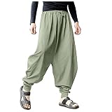 Mens Harem Pants, F_Gotal Mens Casual Elastic Waist Yoga Baggy Boho Harem Pants Drop Crotch Trouser