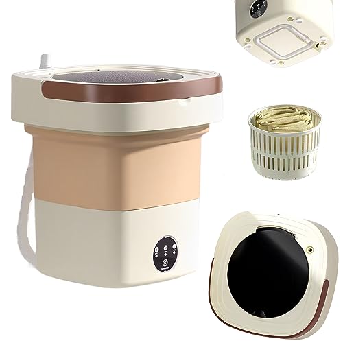 Updated Model Portable Washing Machine Mini Foldable Washer Machine 10L Large Capacity, with Drainage Basket,for Baby Clothes,Underwear or Small Items,for Apartment Camping RV or Travel