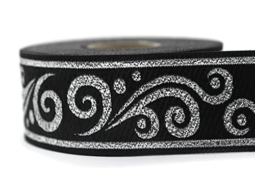 11 Yard 0.86 Inches Wide Metallic Silver Renaissance Jacquard Ribbon Sewing Trim Upholstery Fabric 22078 #TOP2