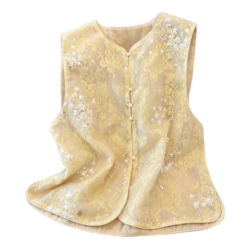 Gilet en soie style chinois haut mince brodé pour vos soirées d'été