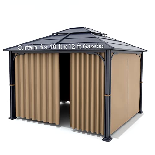 Gazebo Universal Replacement Privacy Curtain - Wonwon Privacy Panel Canopy Side Wall with Zipper for 10' x 12' Outdoor Gazebo (Khaki) by Wonwon - Image 2