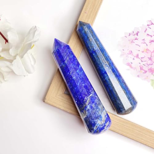 Image of Lapis Crystal Wand for Reiki Healing 50-100 Gm | Natural Crystals Stone Wand for Vastu Meditation Massager Tool