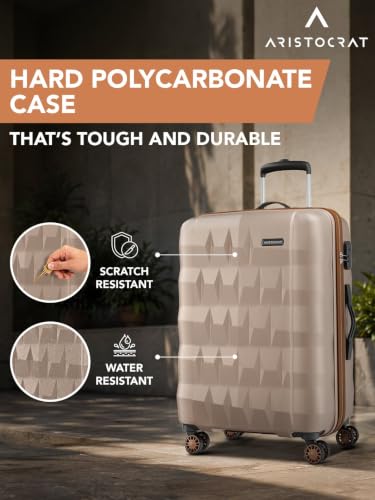 Image of Aristocrat Comet Large Polycarbonate Case 8-Wheel Trolley Bag, Champagne