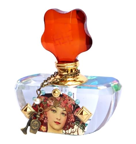 Vintage Art Nouveau Alphonse Mucha Art Glass Perfume Bottle with