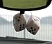 Zento Deals Pair of Hanging White with Black Dots Fuzzy Dices Nostalgic Retro