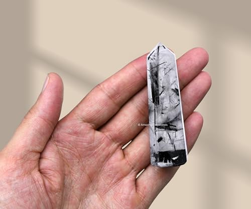 Image of Amazing Gemstone Black Rutilated Quartz Crystal Towers ~ Natural Healing Crystal Point Obelisk for Reiki Healing & Crystal Grid (2 inch to 3 inch Inch)