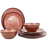 Bo-Camp - Vajilla - Halo - 12 Piezas - Melamina - Arcilla