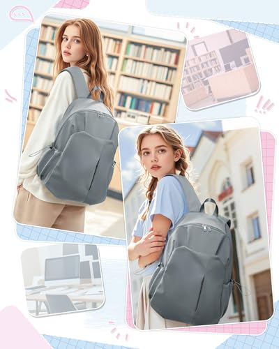 College Backpack for Women Men Lightweight Casual Aesthetic Backpack Laptop Backpack Travel Rucksack Daypack Backpacks for Men Women Work Commuter Back Pack Grey Blue3