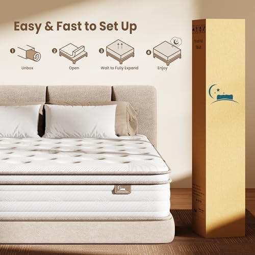 HAPPYMONT Queen Mattress, 10 Inch Hybrid Mattress in a Box for Pressure Relief & Motion Isolation, Queen Size Mattress Memory Foam & Individual Pocket Springs, Medium Firm — view 7