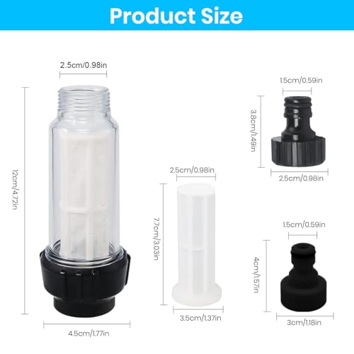 Image of STHIRA Pressure Washer Filter Kit Compatible with Karcher, Inlet Adapter | Debris Filtration, Helps Protect Pump, Plastic Housing, Inlet Filter and Quick Connector Adapters, Check Fit Before Use