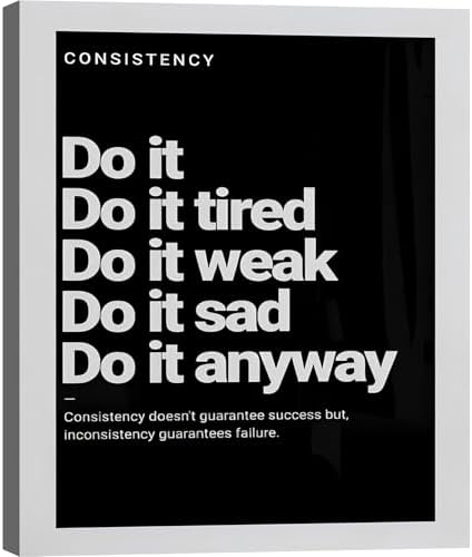 Do it Motivational Wall Decor for Office, ​​Positive Quotes Canvas Art, Framed Wall Art for Living Room, Black and White Inspirational Poster Prints ArtWork Perfect Home Decoration P4