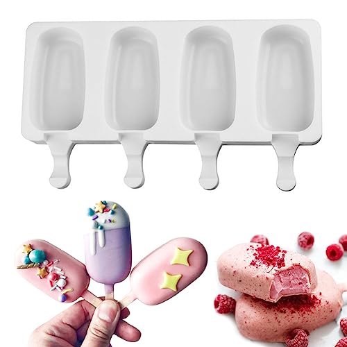 AKOAK 1 Pack Mini ice Cream Popsicle Making Mold, DIY Baking Popsicle Silicone Mousse Mold Oval Cake Mold