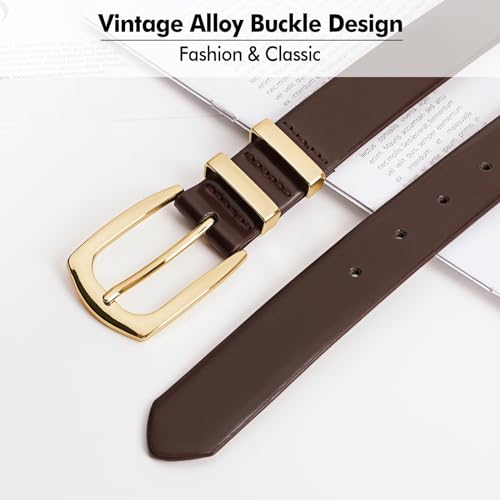 WHIPPY Women's Leather Belts for Jeans Pants Fashion Ladies Belt Gold Buckle Belts for Women3