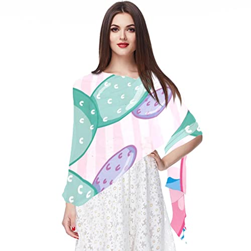 Foulard en mousseline de soie femme motif cactus du désert multicolore 19