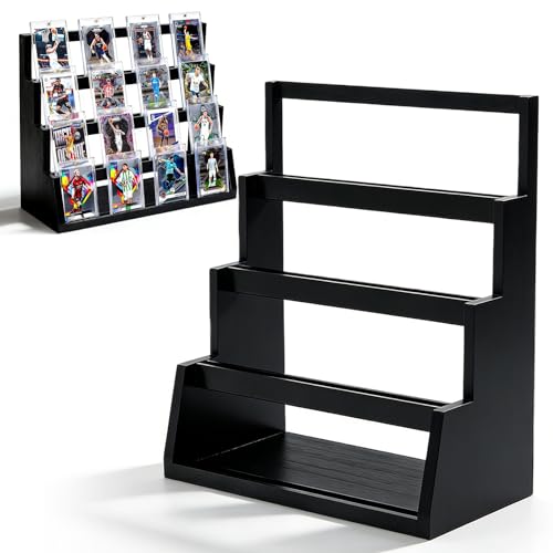 BAIFULAI 4 Etagen Sammelkarten Display Holz, Sammelkarten Ständer, Sammelkarten Aufbewahrung, Sammelkartenständer, Baseballkarten Kartenständer für Sportkarten Sammeln und Ausstellen
