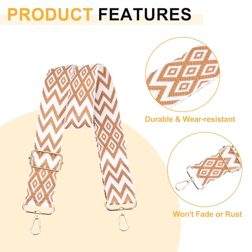 Image of PATIKIL 55in Purse Straps Replacement Crossbody, Bag Straps Crossbody Universal Adjustable Canvas Bohemian for Purses Handbags Guitar, White Brown