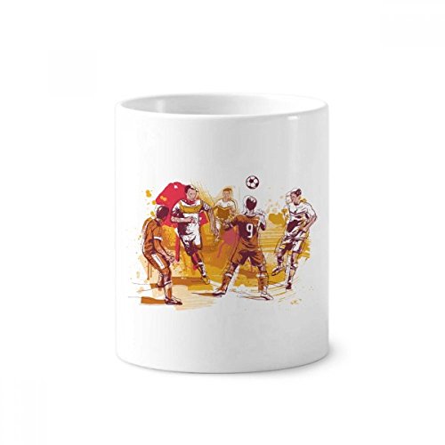 Mug en céramique football blanc de 350 ml comme porte-stylo de bureau original