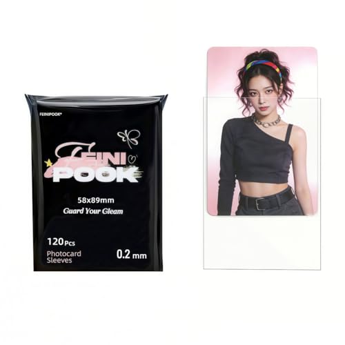 FEINIPOOK Kpop Photocard Sleeves Archive Level Card Sleeves 58X88mm Thickened 0.2mm PP Material Photo Card Clear Protectors 120Pcs/Bag