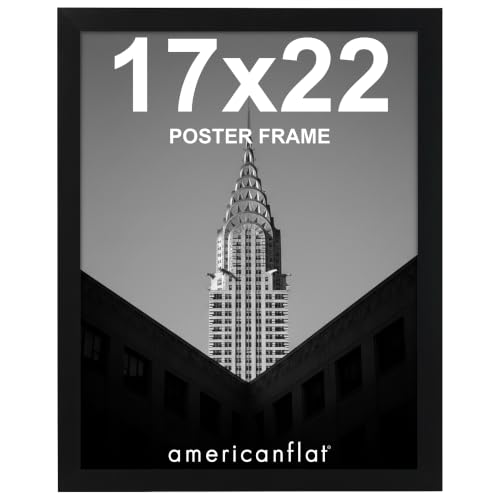 Image of Americanflat 17x22 Poster Frame - Black Engineered Wood with Polished Plexiglass - Wide Picture Frame for Vertical or Horizontal Wall Display - Epic Collection - Black