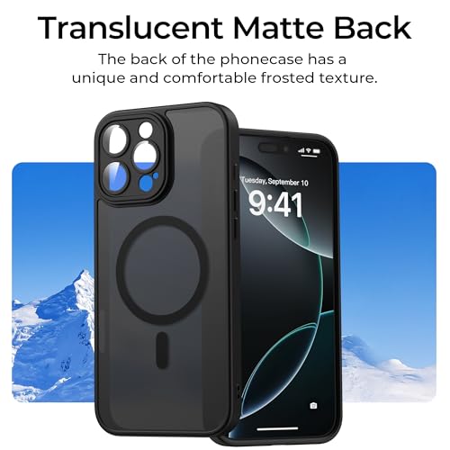 Image of Tobfit Magnetic Case for iPhone 16 Pro Max Compatible with Mag Safe, Translucent Matte Back Slim Shockproof Phone Cover for iPhone 16 Pro Max