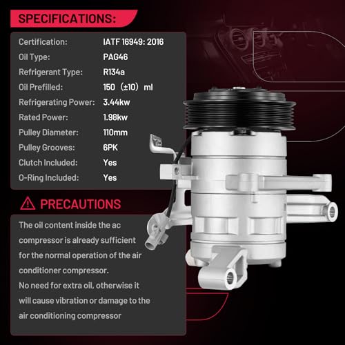 BDFHYK Air Conditioning A/C Compressor with Clutch Compatible with Subaru Forester 2014-2018 2.0L 2.5L, Impreza 2012-2016, Crosstrek 2016-2017, XV Crosstrek 2013-2015 2.0L, Replacement 58492